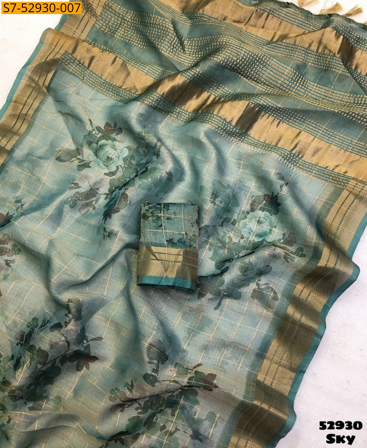 Sky Fancy Tissue silk Saree
