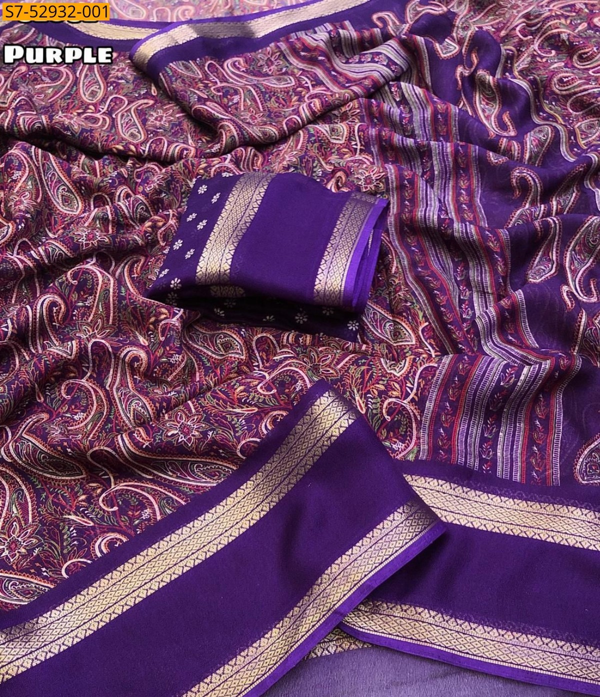 Purple Fancy Marshmellow Ajrakh Printed Saree