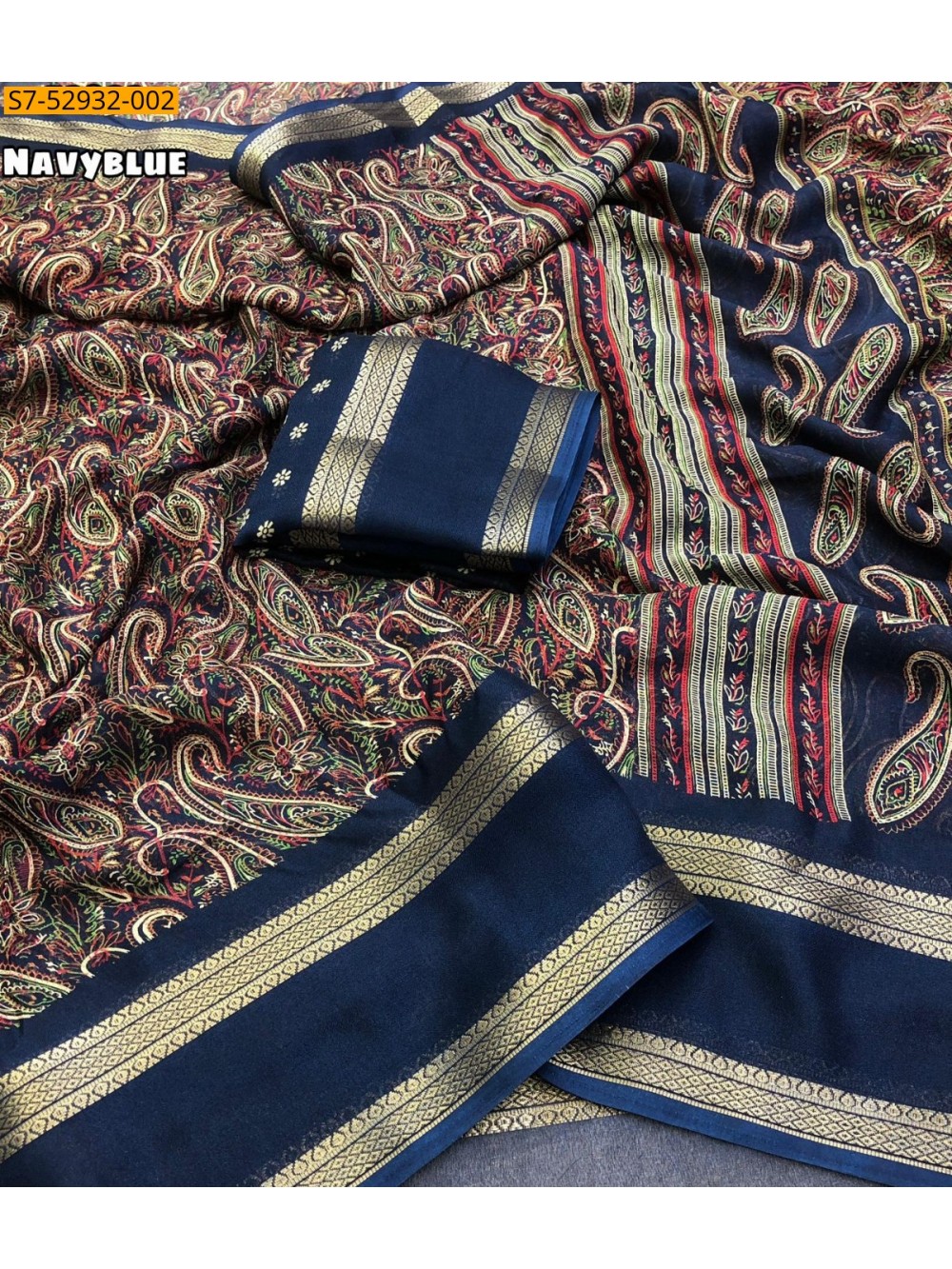Fancy Marshmellow Ajrakh Printed Saree