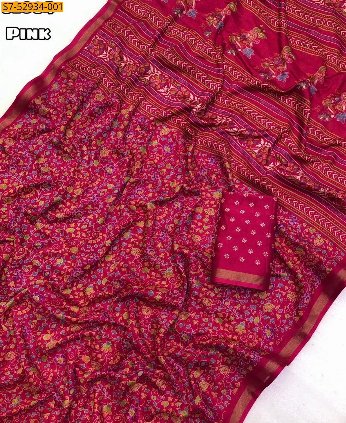 Pink Fancy Soft Mul Cotton Saree 