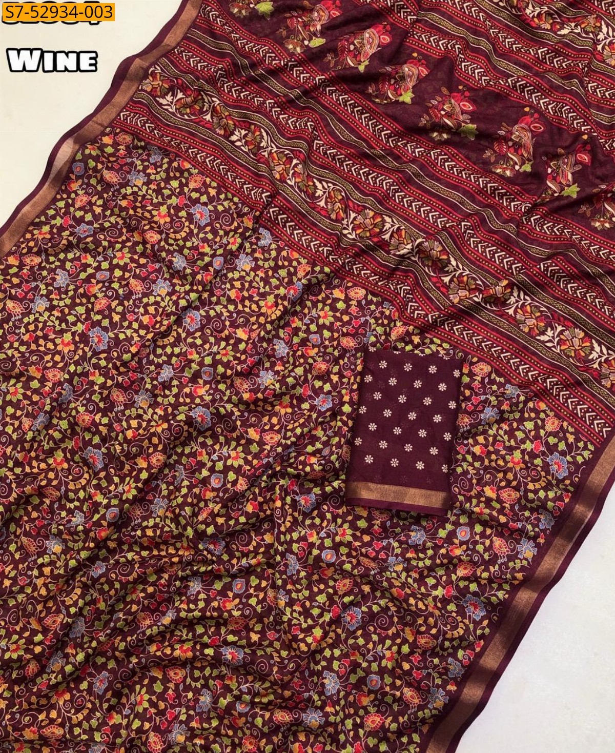 Wine Fancy Soft Mul Cotton Saree 