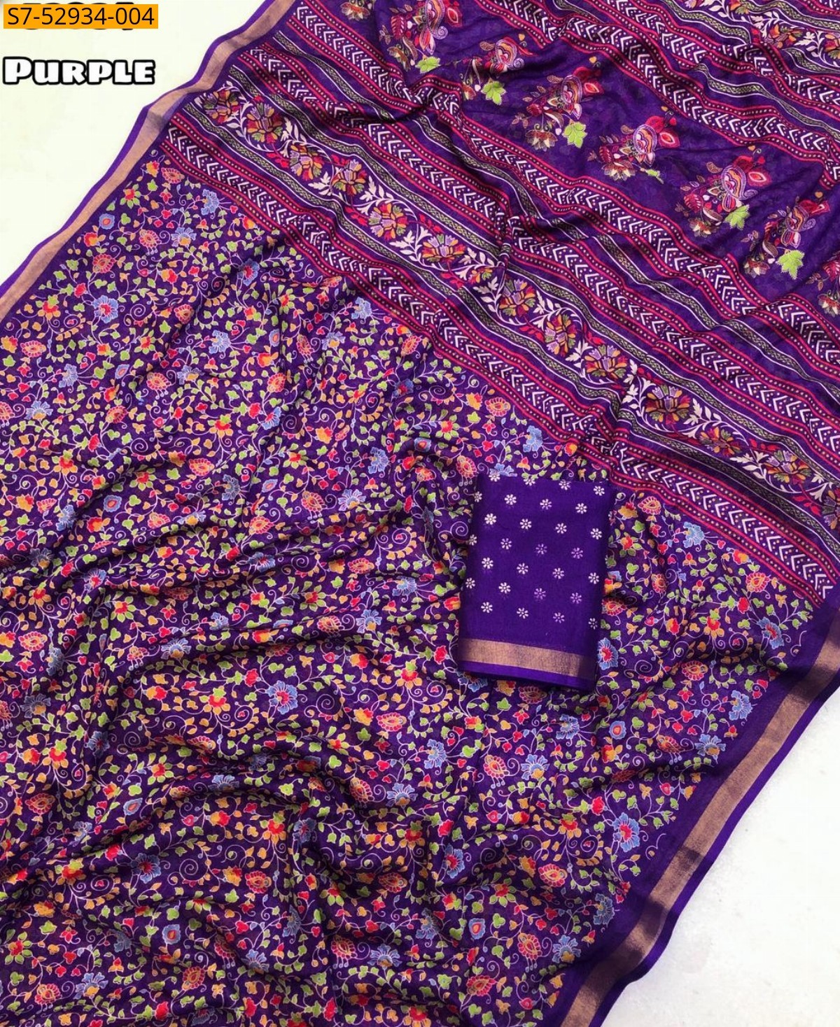 Purple Fancy Soft Mul Cotton Saree 