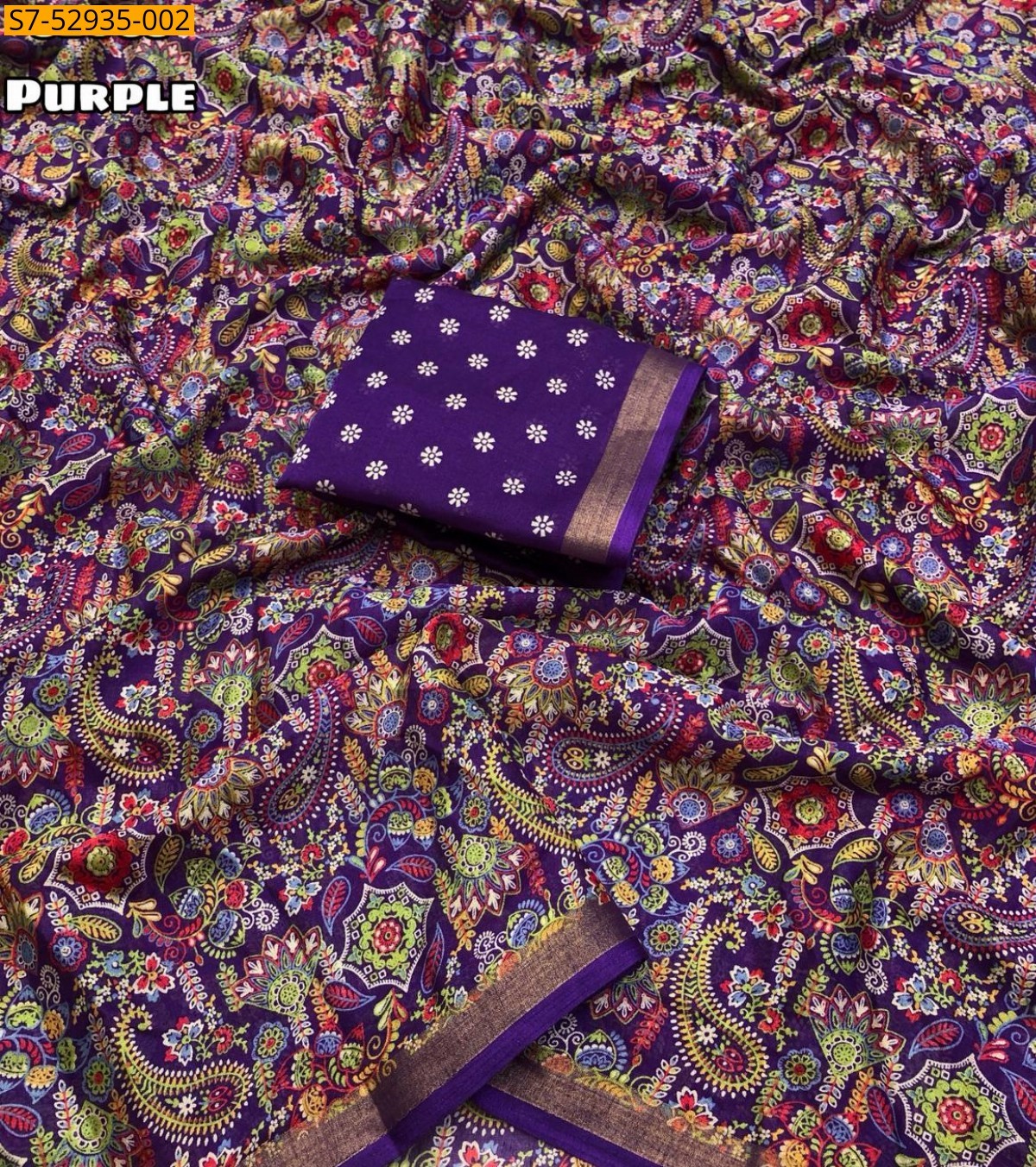Purple Fancy Soft Mul Cotton Saree