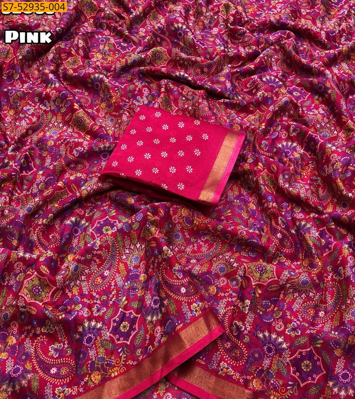 Pink Fancy Soft Mul Cotton Saree