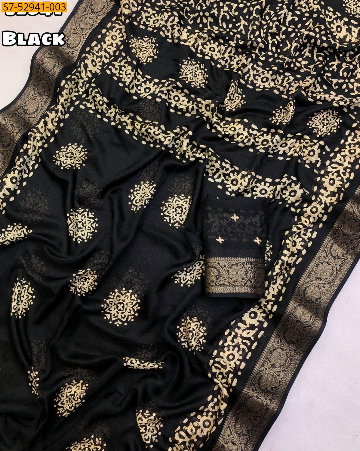 Black Fancy Mass Mello Bandani Printed Saree