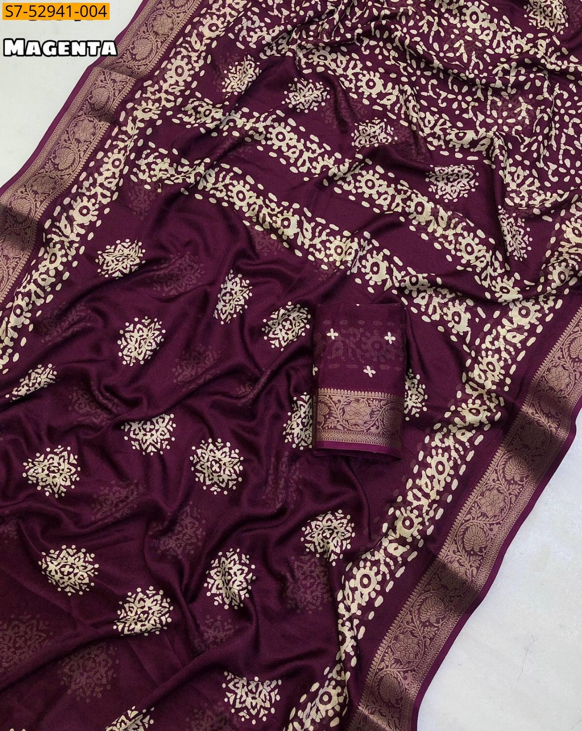 Fancy Mass Mello Bandani Printed Saree - Megenta