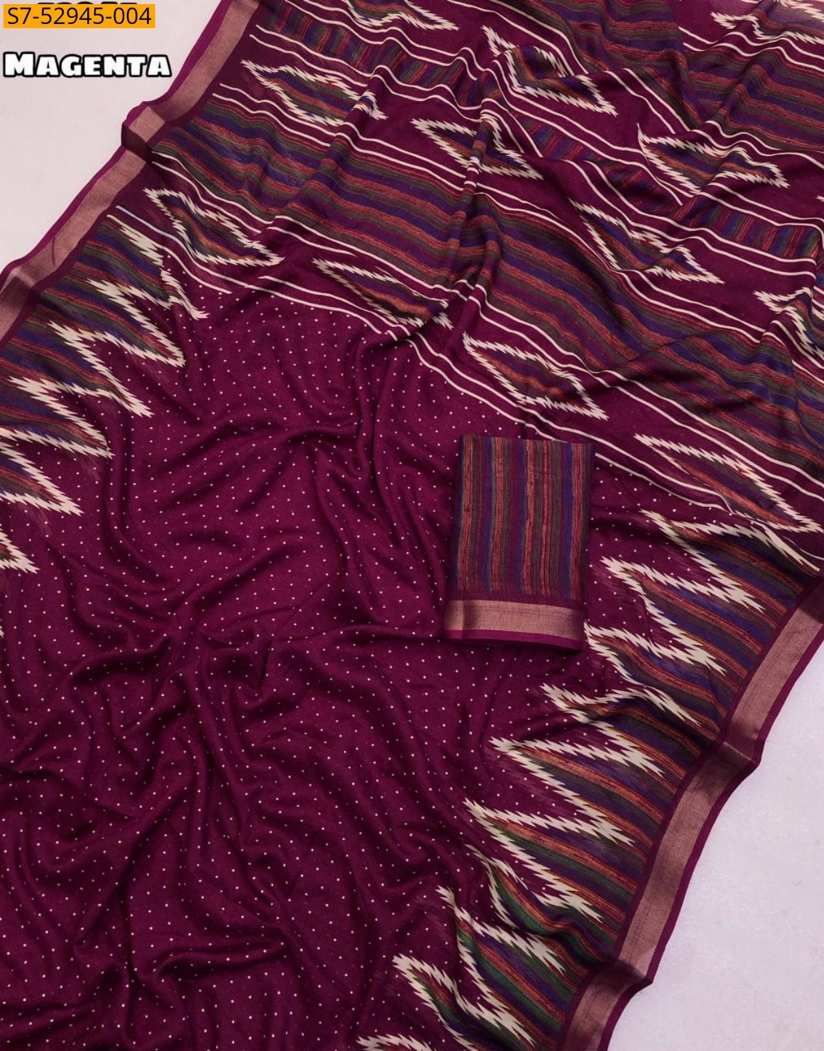 Megenta Fancy Mul cotton temple border Saree