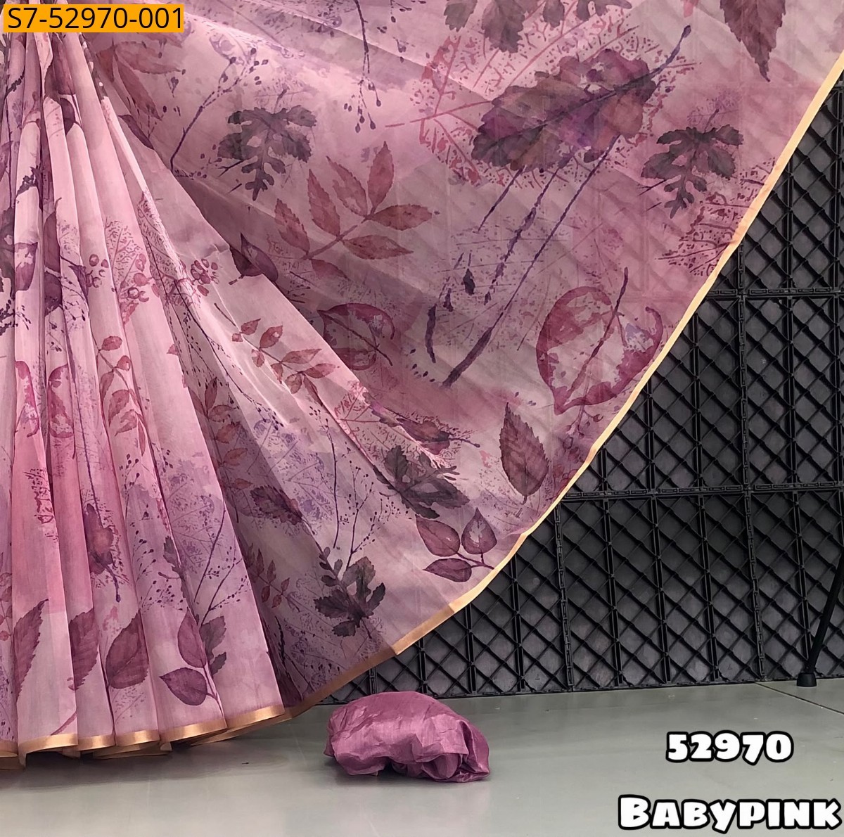 Baby pink Fancy Organza Saree