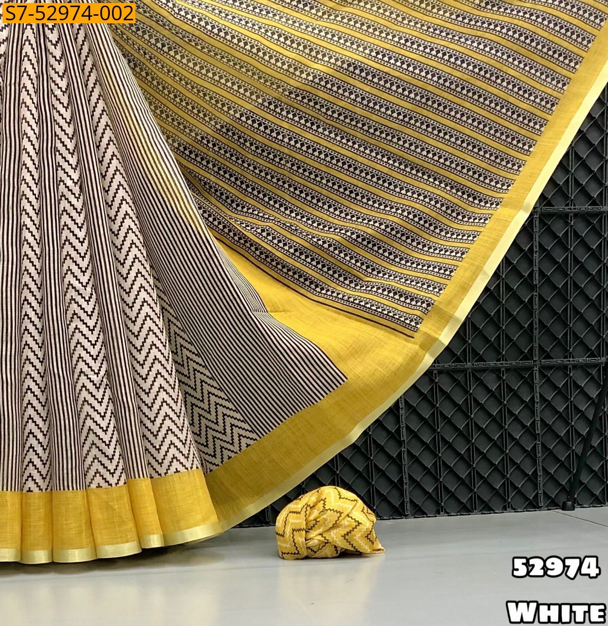 White Fancy Soft lenin Saree