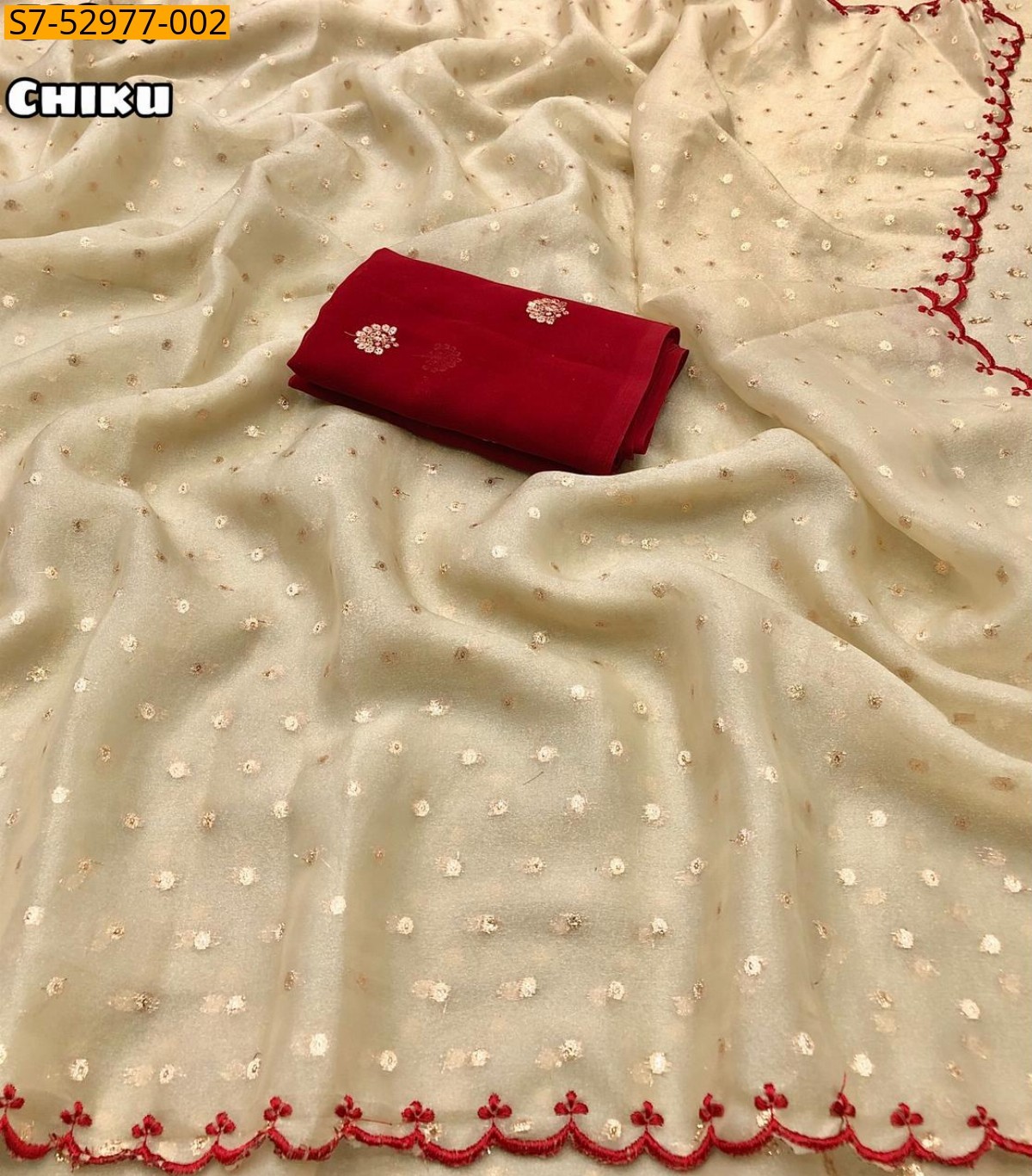 Chiku Fancy Tissue Silk Saree