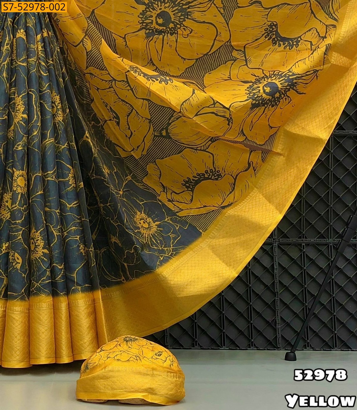 Yellow Fancy Dola Silk  Saree