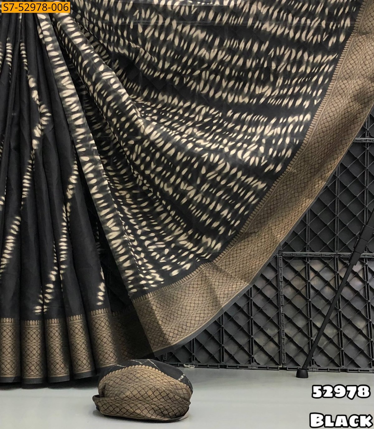 Black Fancy Dola Silk  Saree
