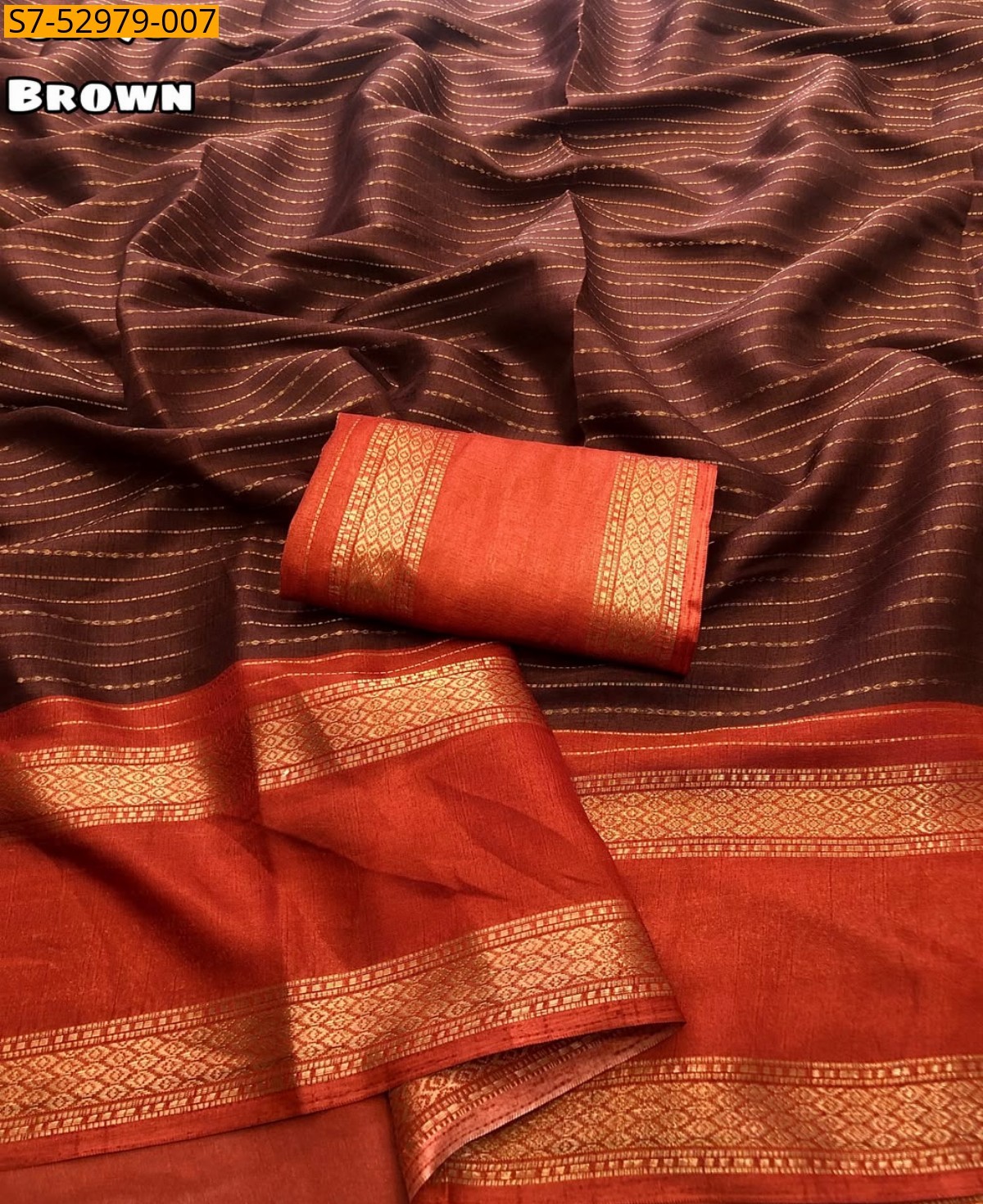 Brown Fancy Moss Chiffon Saree