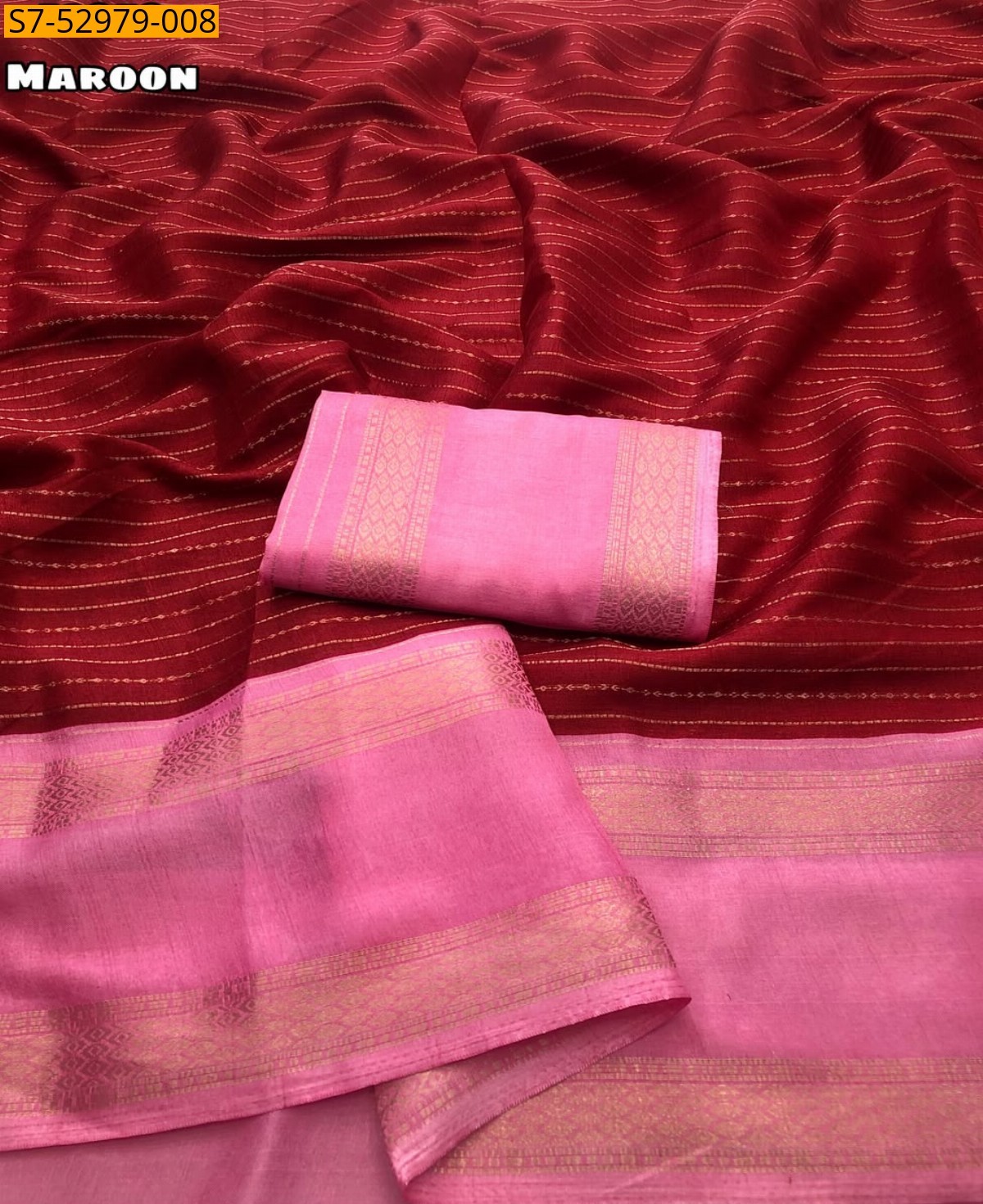 Maroon Fancy Moss Chiffon Saree