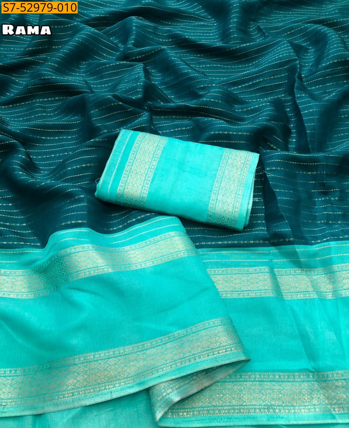Rama Fancy Moss Chiffon Saree