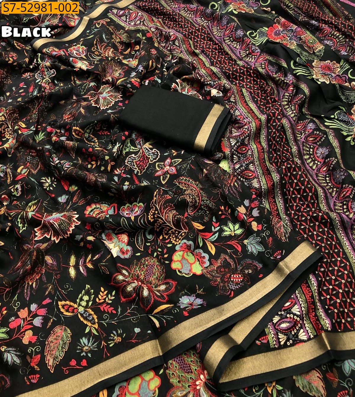 Black Fancy  Mul Cotton Saree