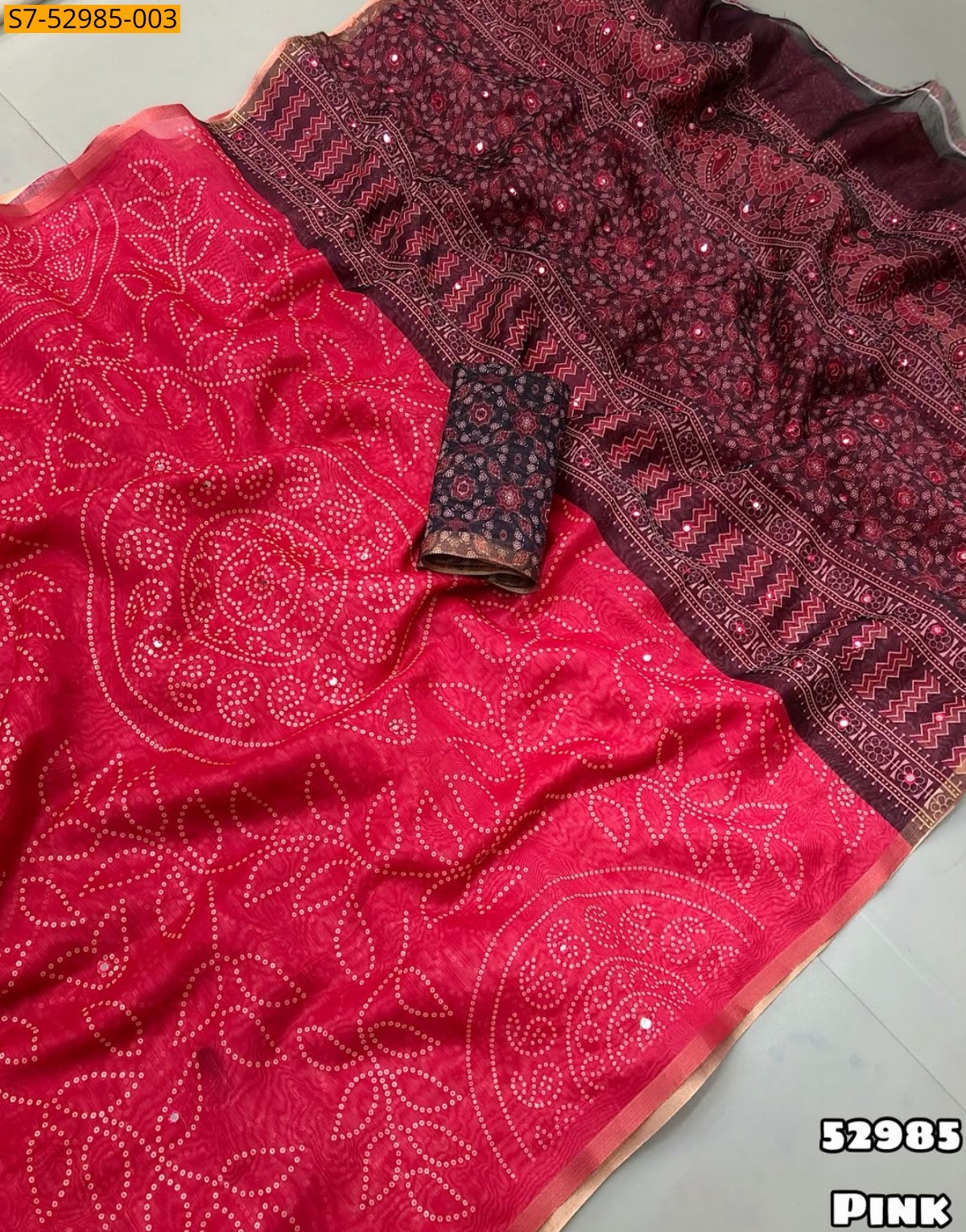 Pink Fancy Chanderi Silk Saree