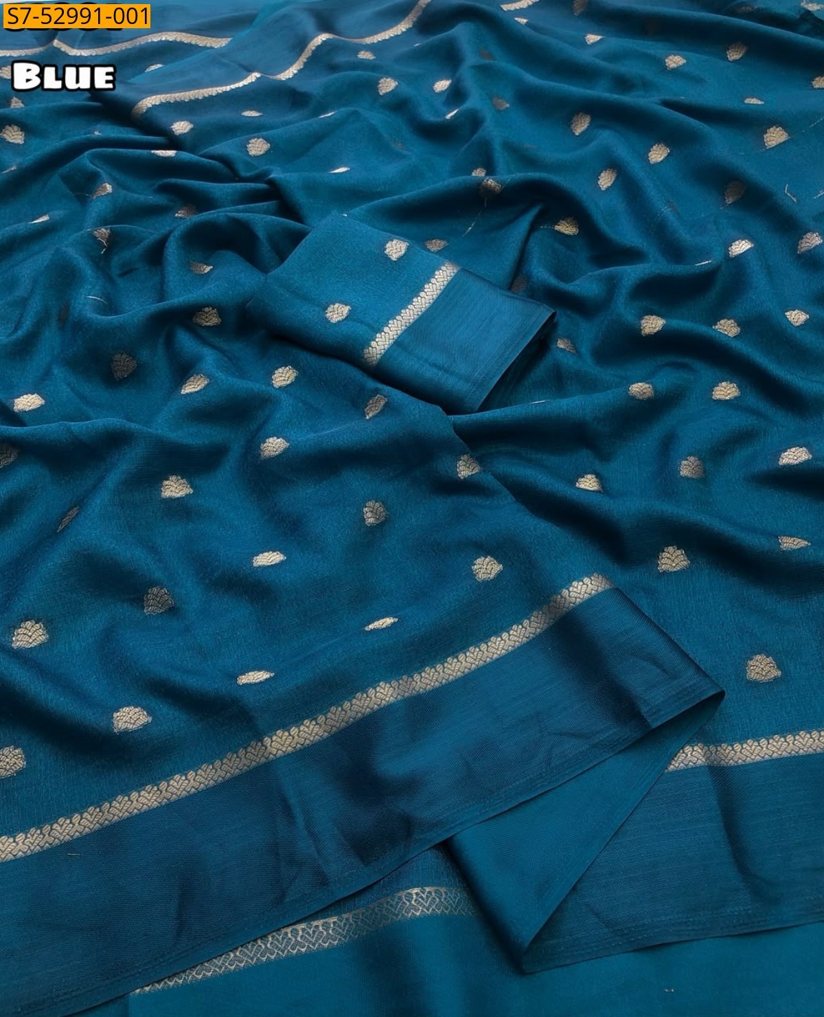 Blue Fancy Khadi silk thousand Butti Saree