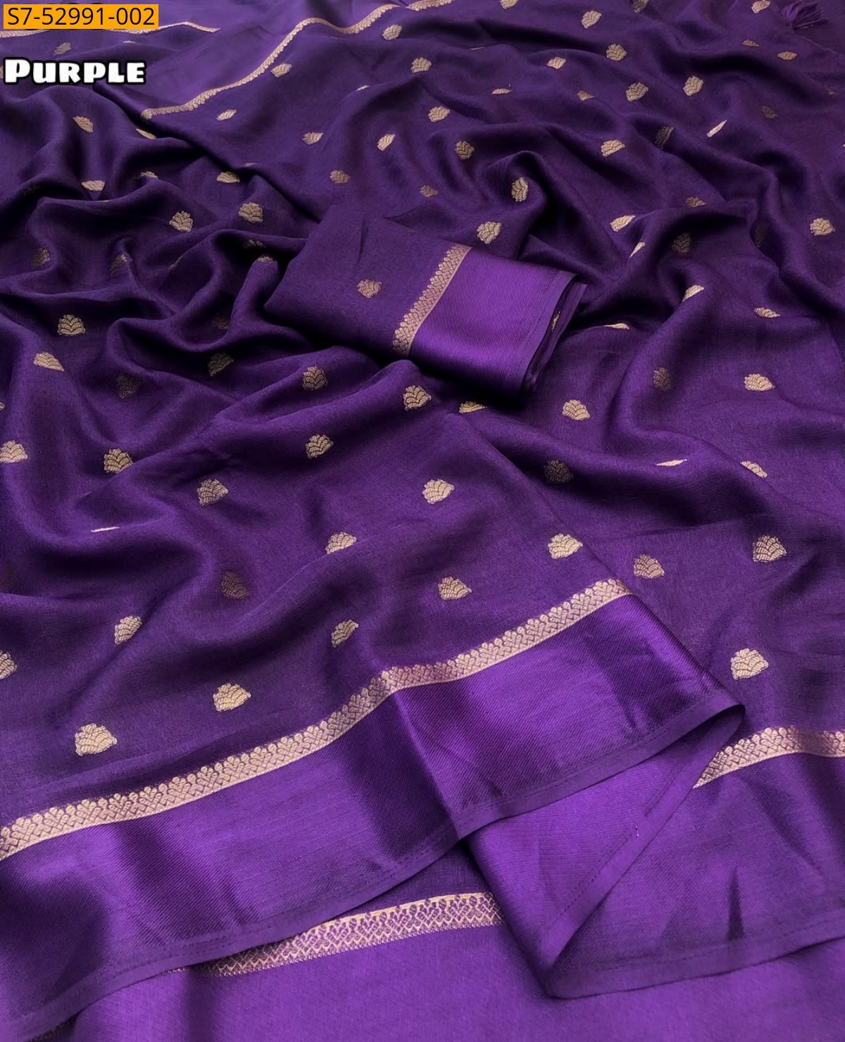 Purple Fancy Khadi silk thousand Butti Saree