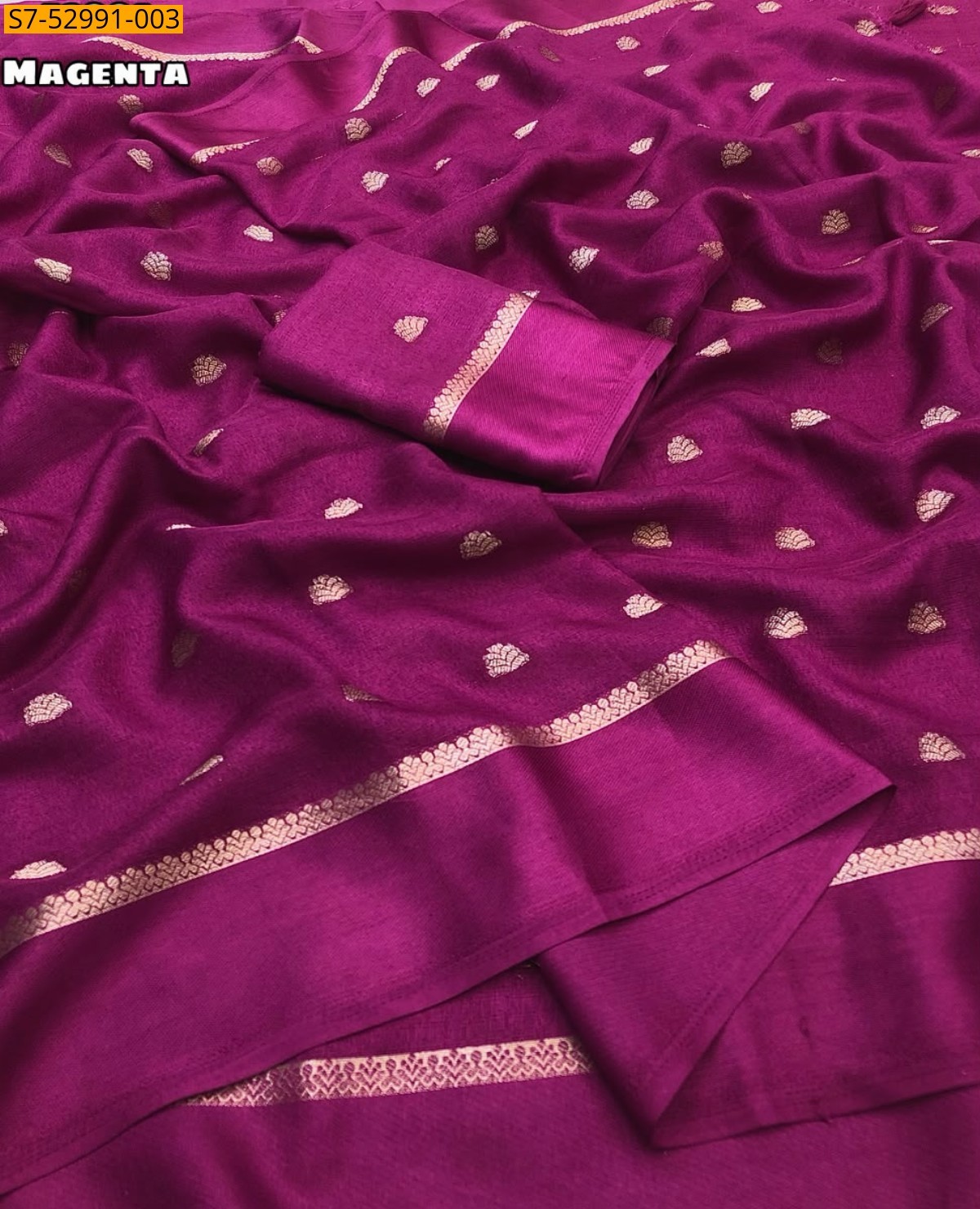 Magenta Fancy Khadi silk thousand Butti Saree