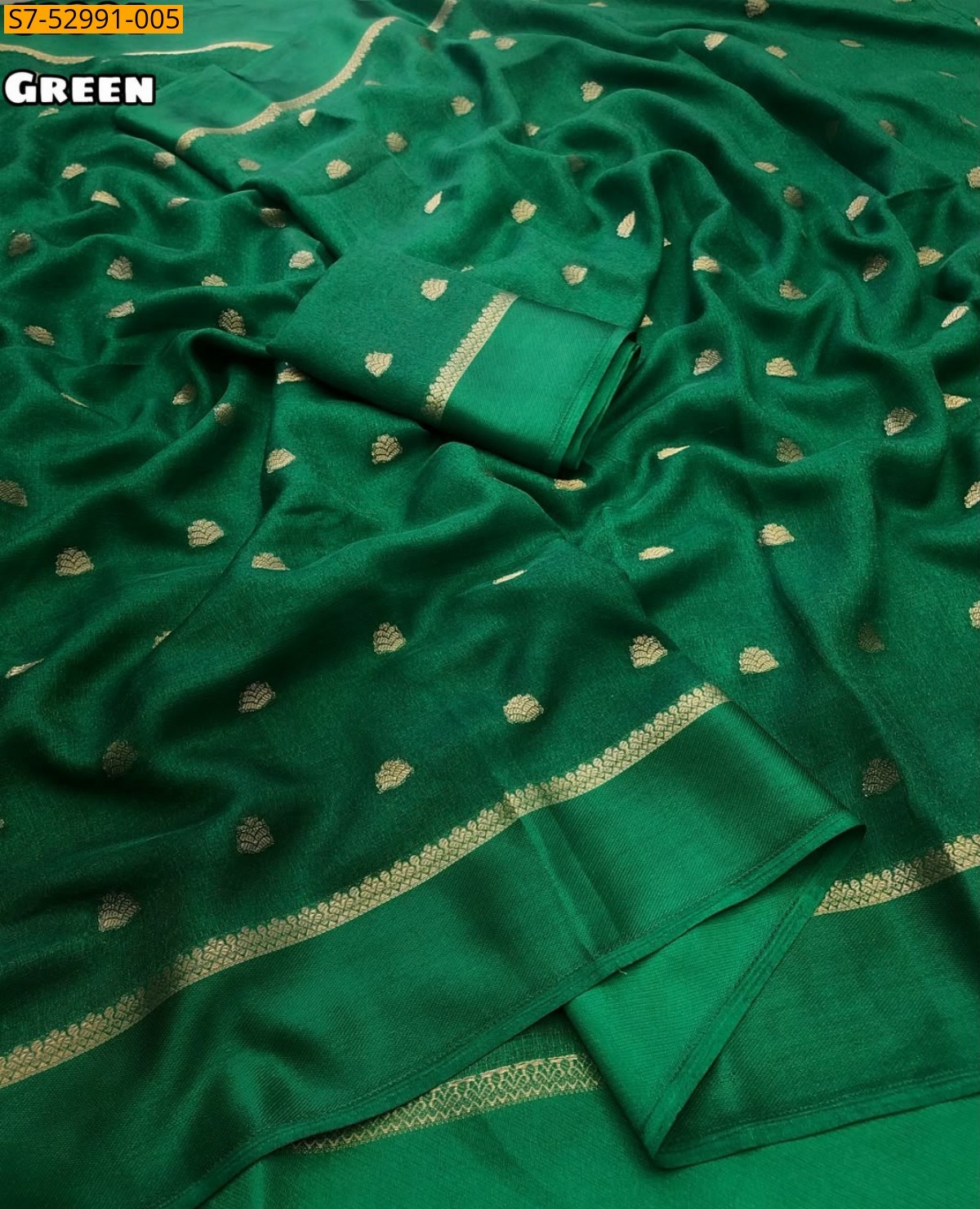 Green Fancy Khadi silk thousand Butti Saree