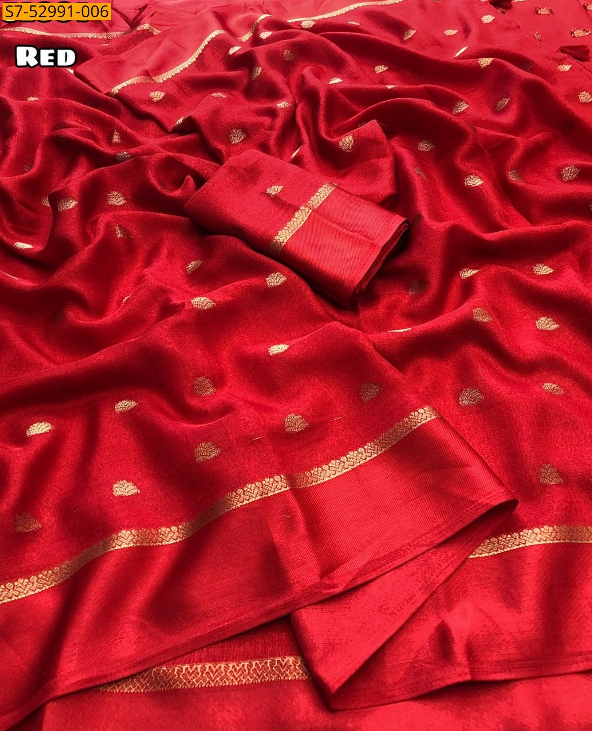 Red Fancy Khadi silk thousand Butti Saree