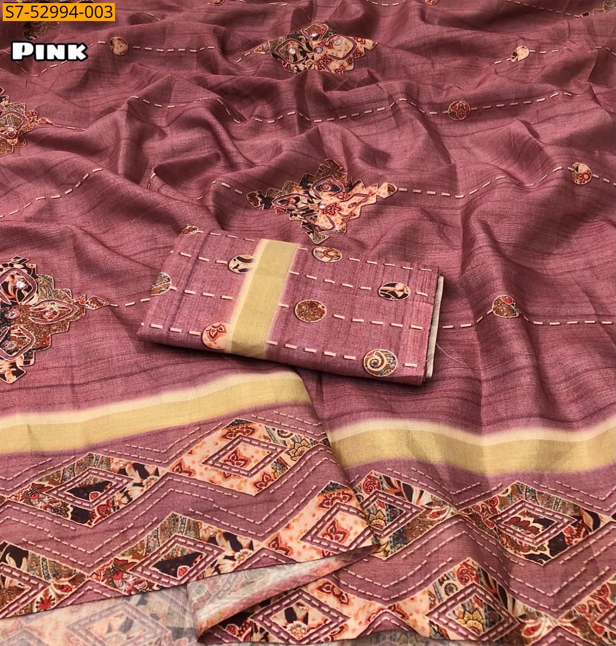 Pink Fancy Tussar Silk Saree