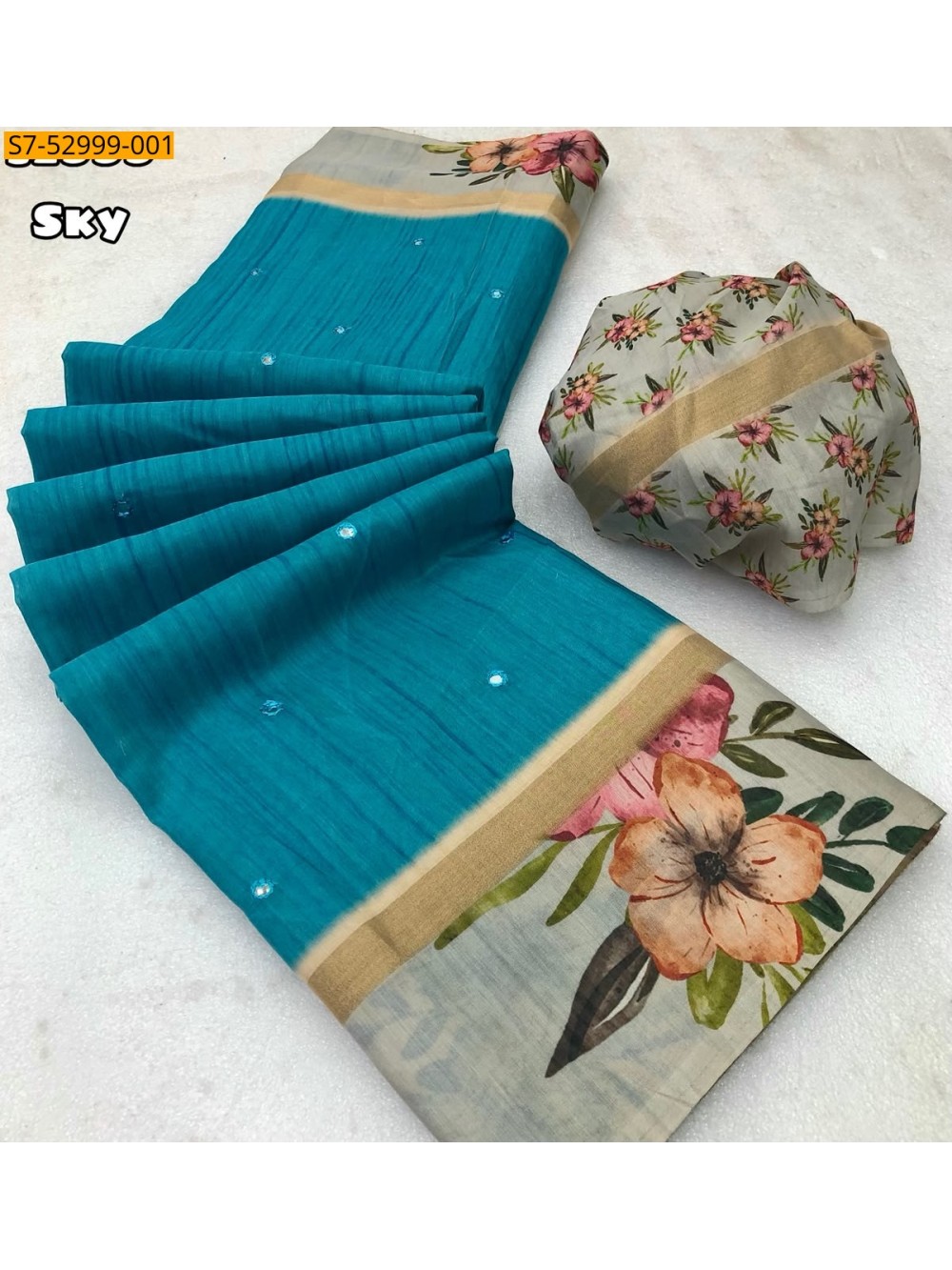 Sky Fancy Tussar Silk Saree Sky Fancy Tussar Silk Saree