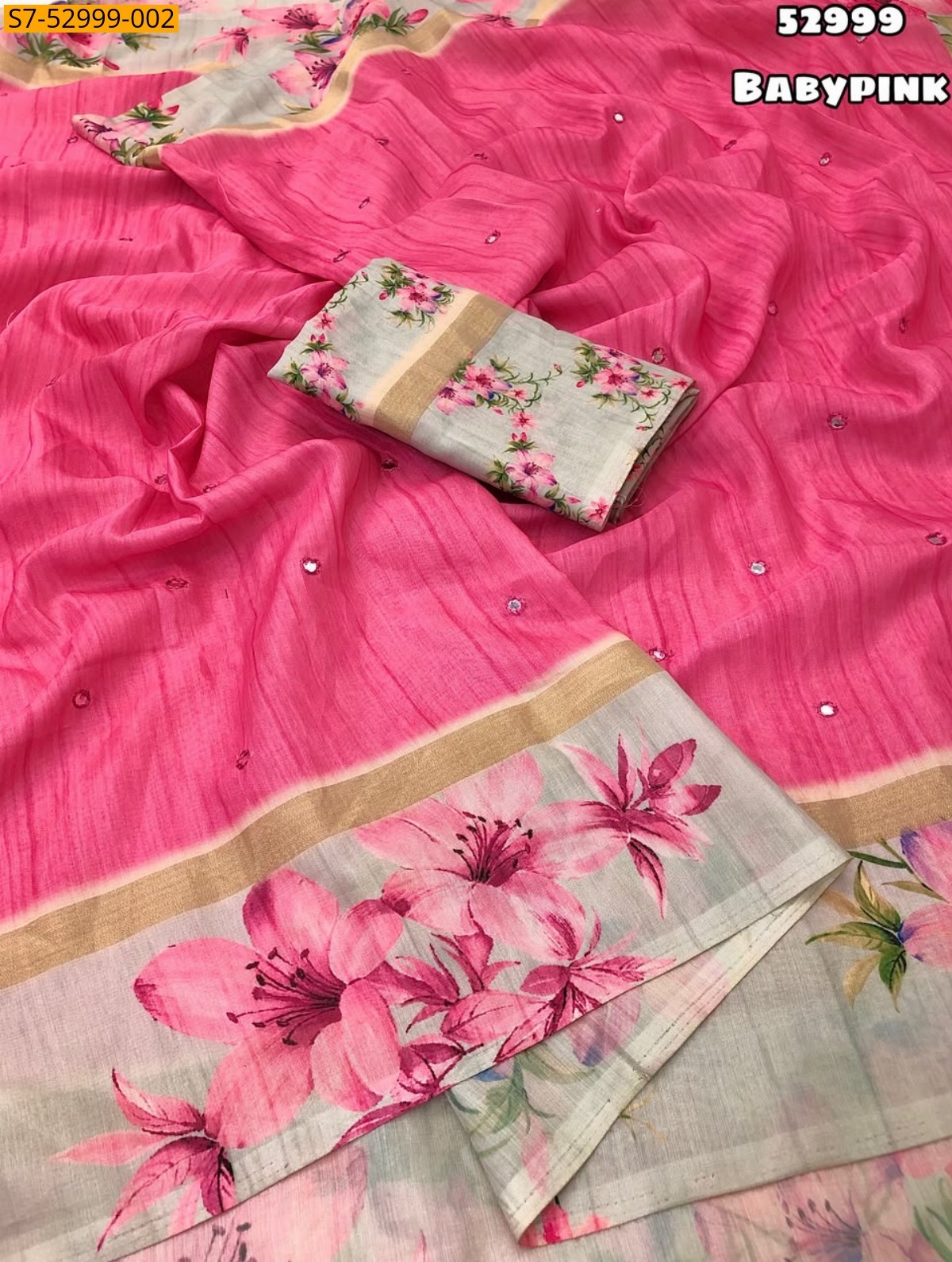 Baby pink Fancy Tussar Silk Saree