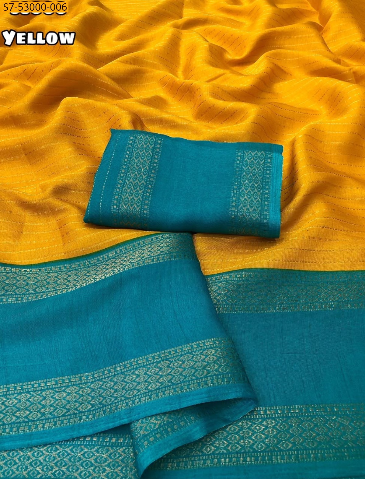 Yellow Fancy Moss Chiffon Saree