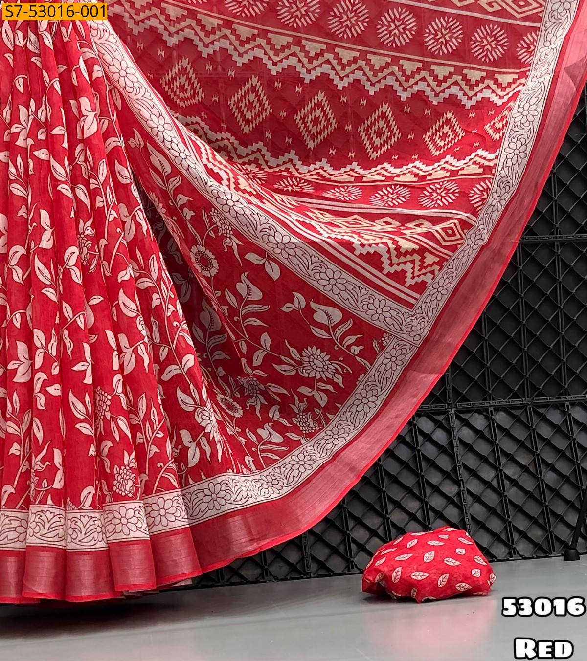 Red Fancy Soft Linen Saree