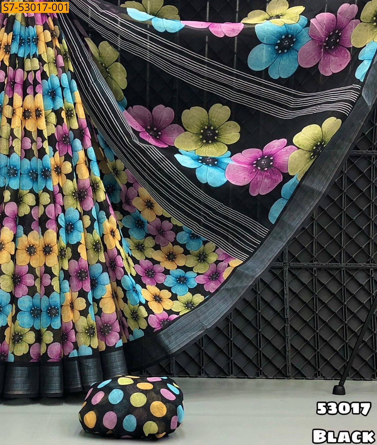 Black Fancy Linen Saree