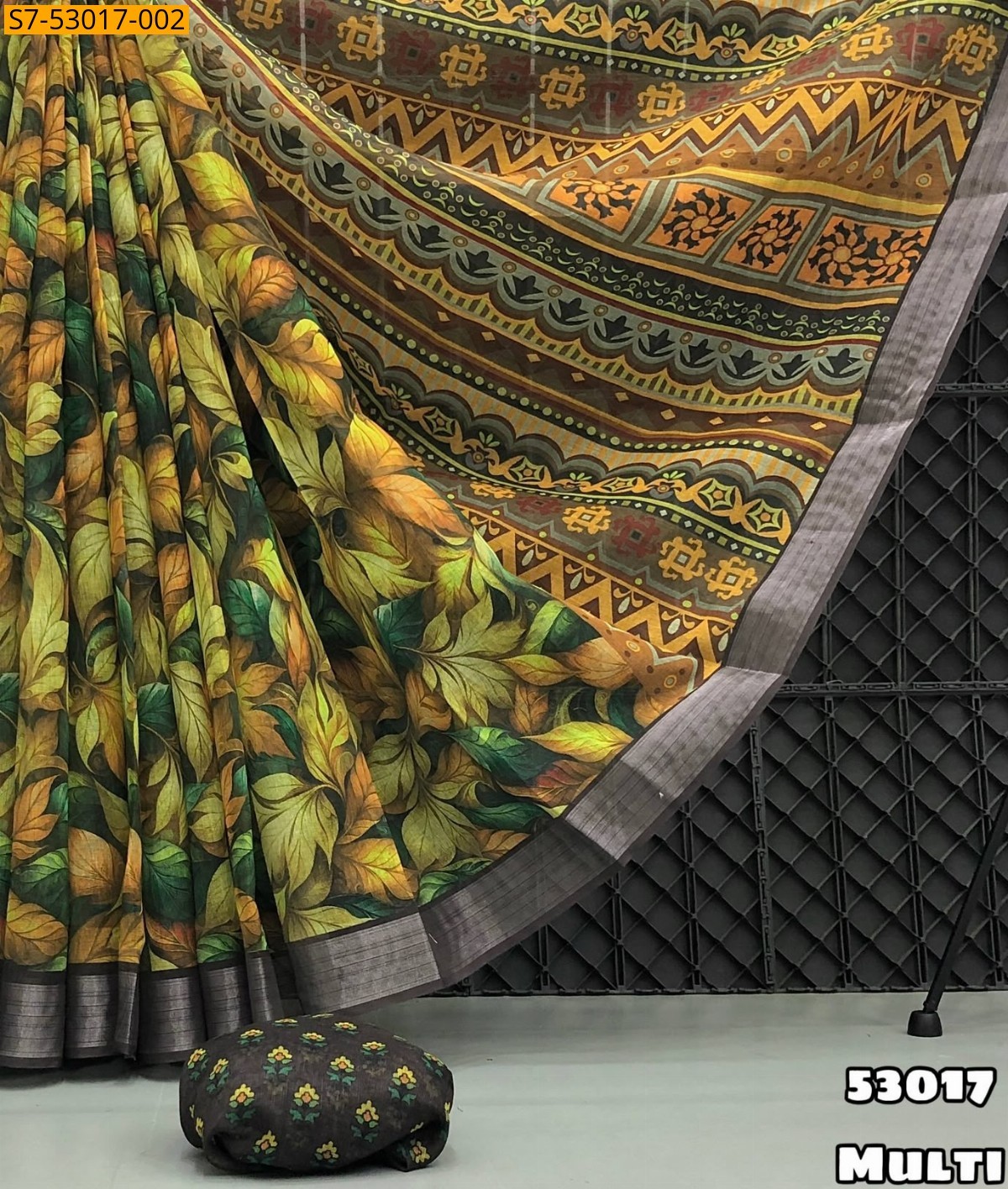 Multi Color Fancy Linen Saree