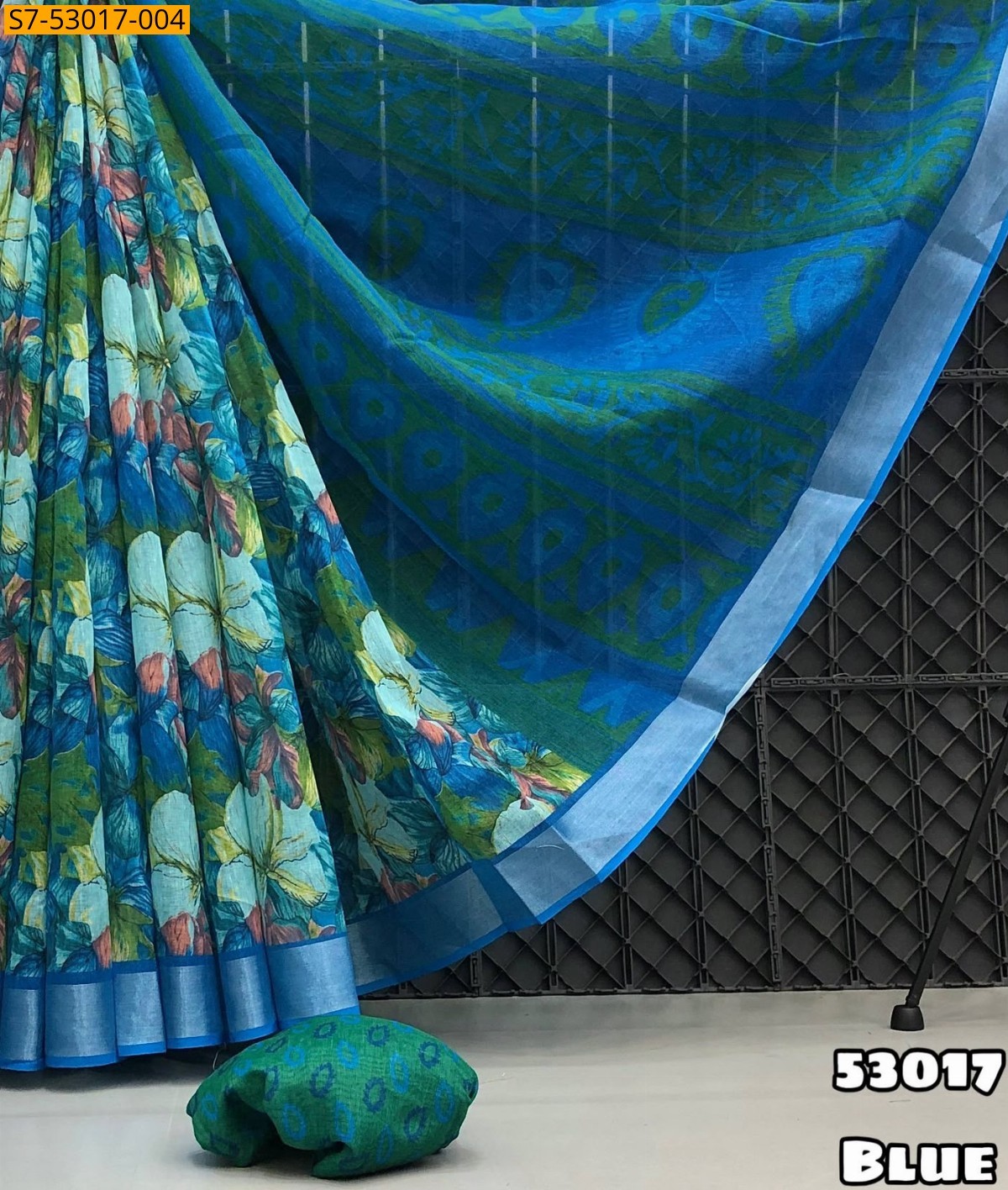 Blue Fancy Linen Saree