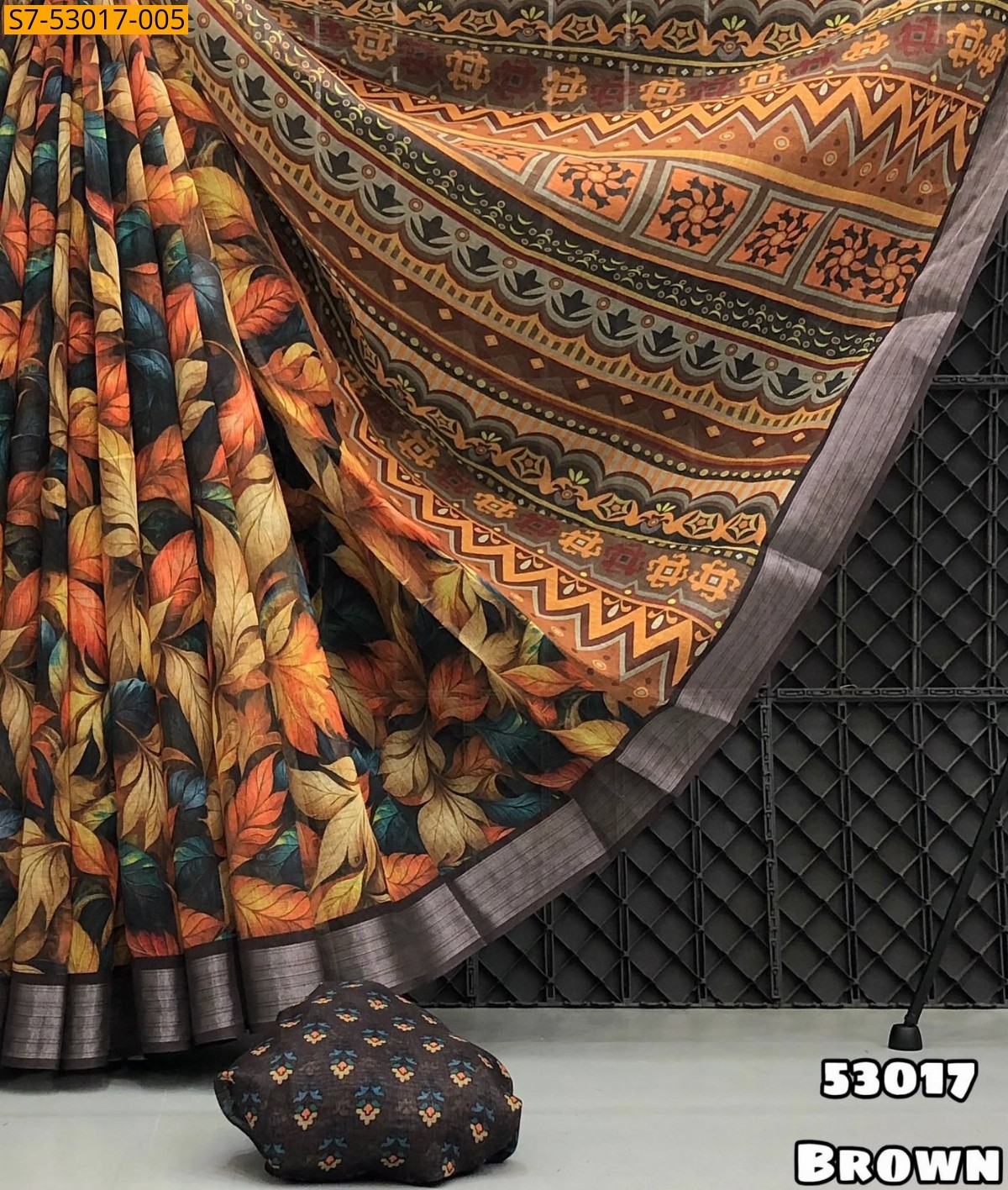 Brown Fancy Linen Saree