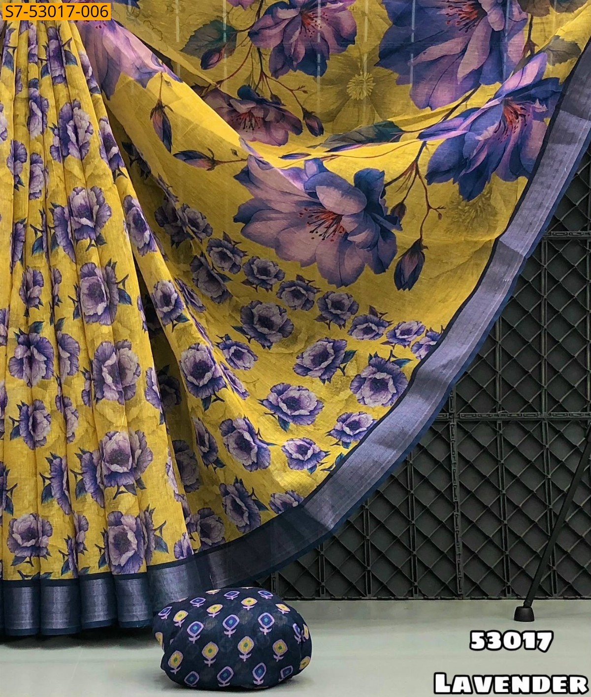 Lavender Fancy Linen Saree