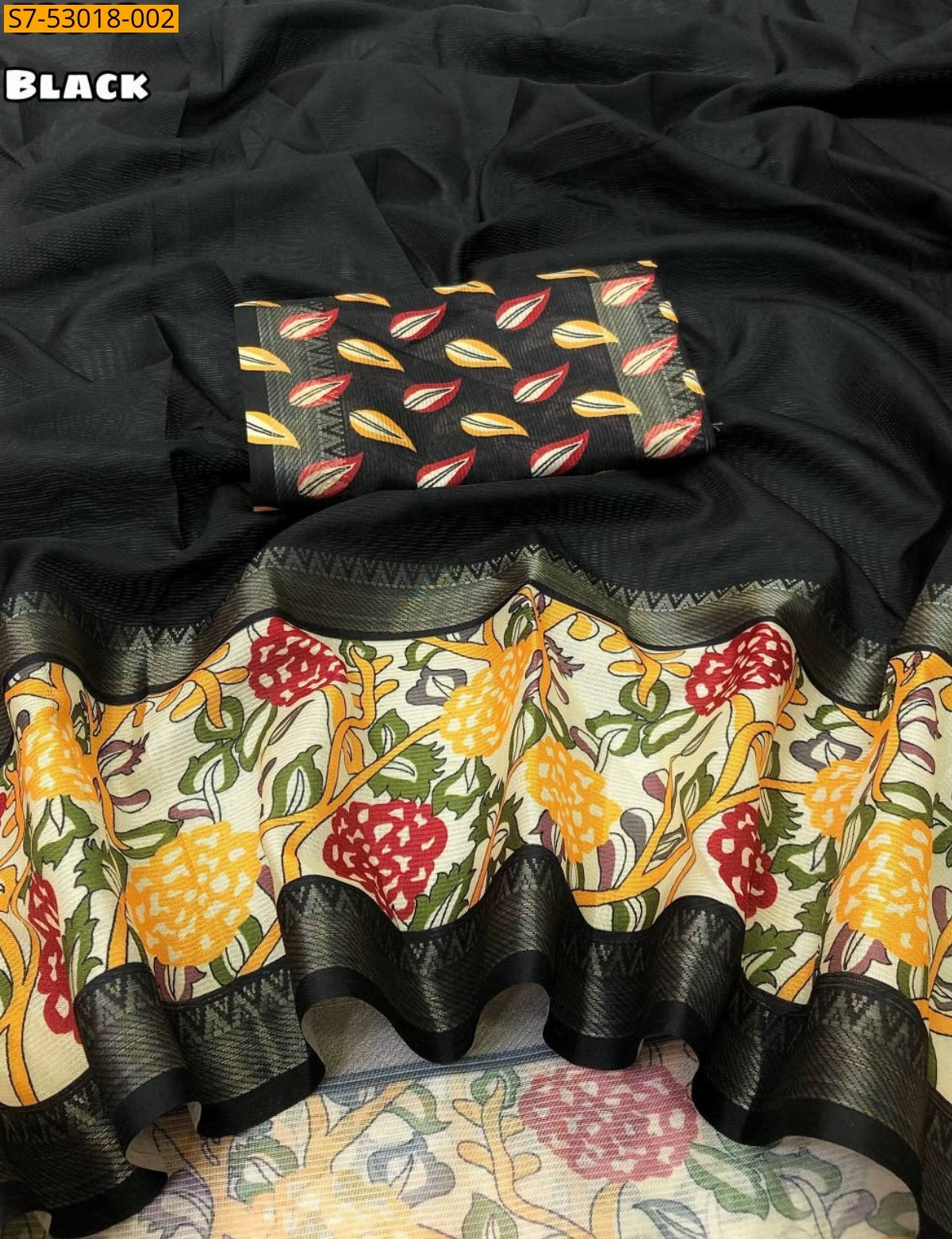 Black Fancy Tissue Dola Silk Saree