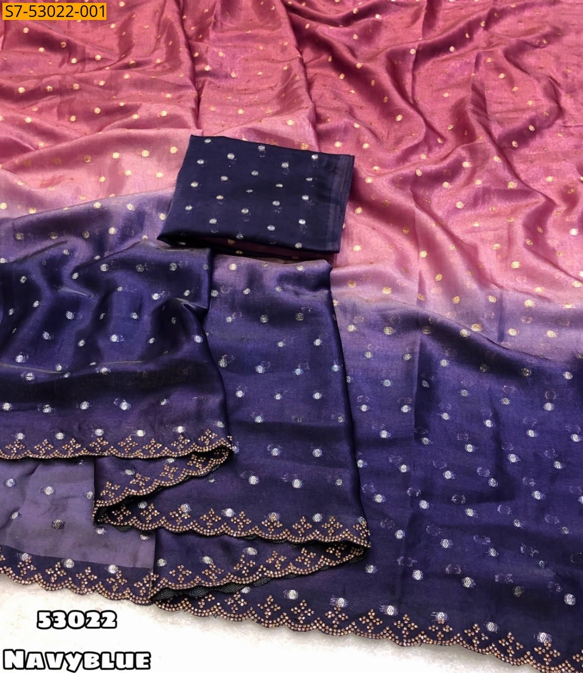 Navy Blue Fancy Soft Space Silk Saree