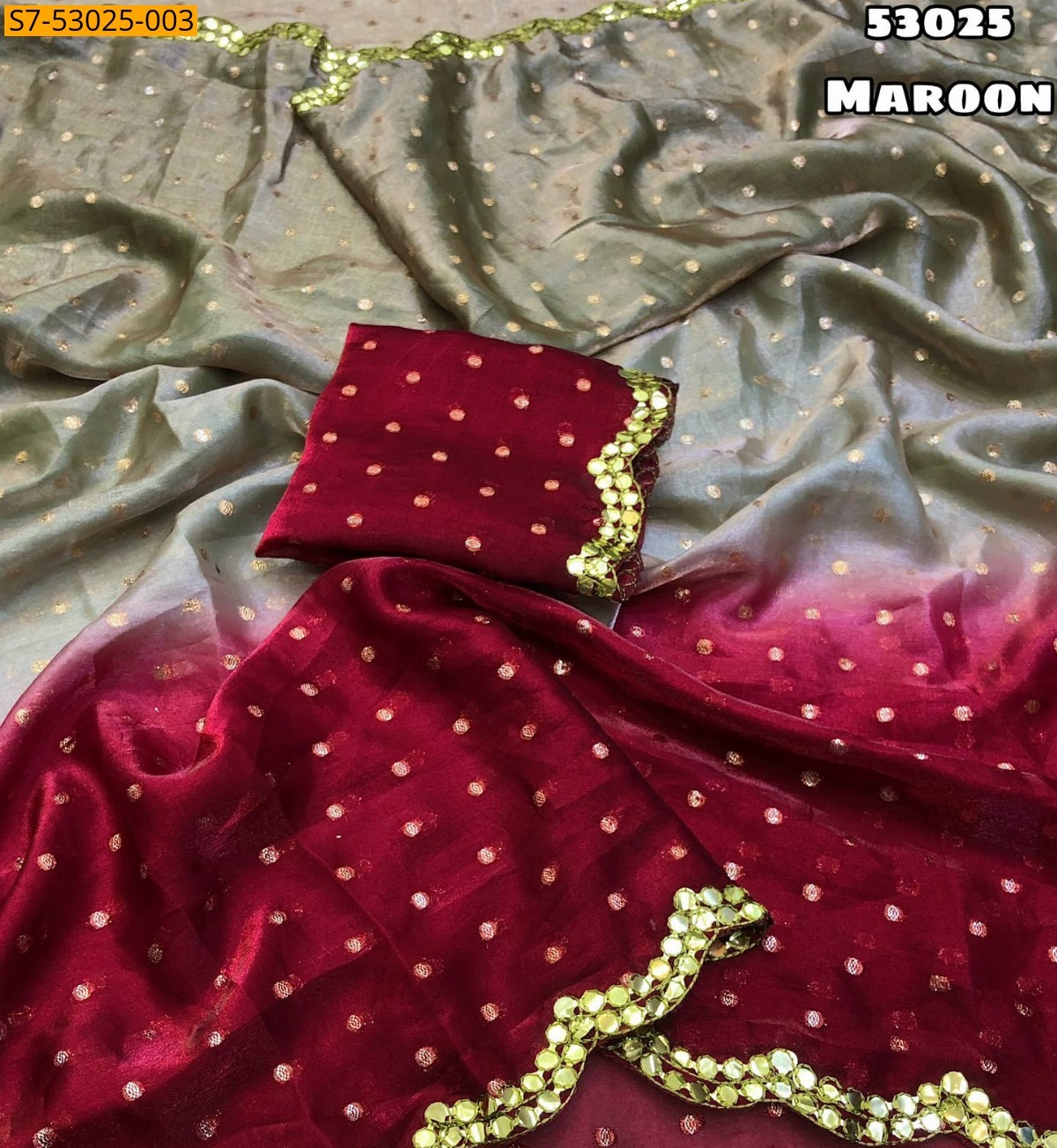 Maroon Fancy Soft Space Silk Saree