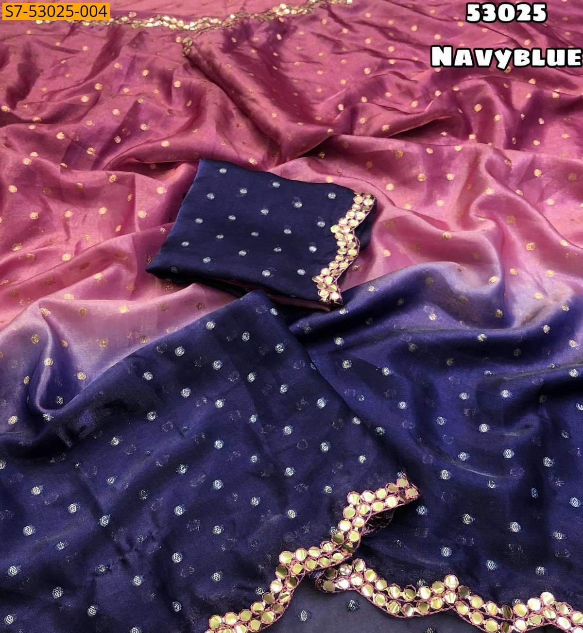 Navy Blue Fancy Soft Space Silk Saree