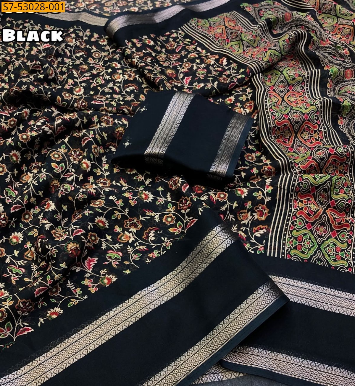 Black Fancy Space Silk Saree