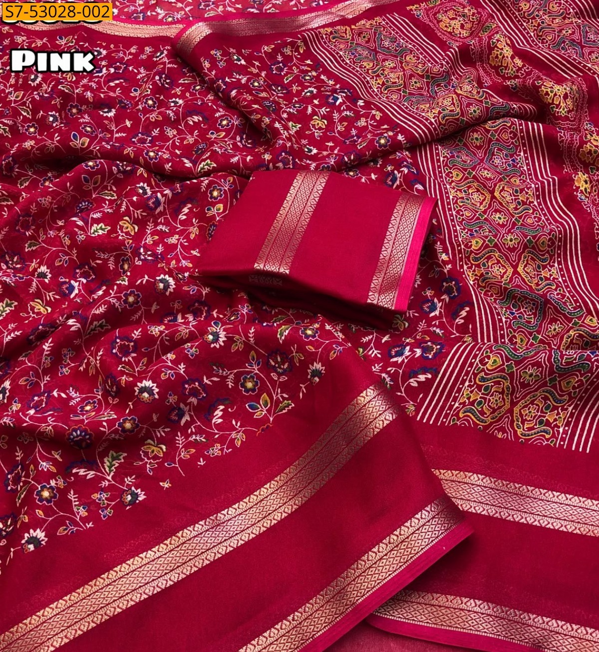 Pink Fancy Space Silk Saree