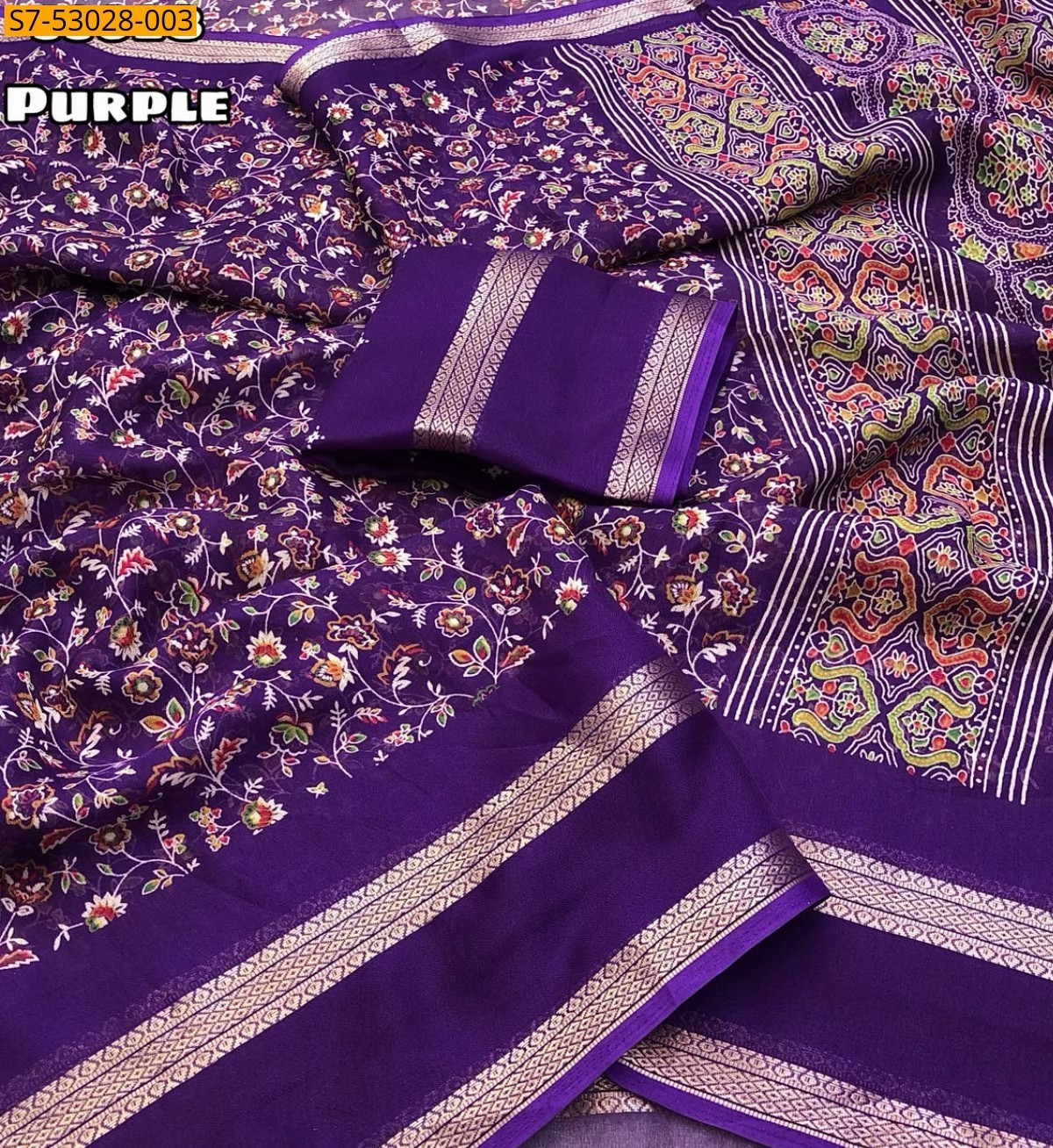 Purple Fancy Space Silk Saree