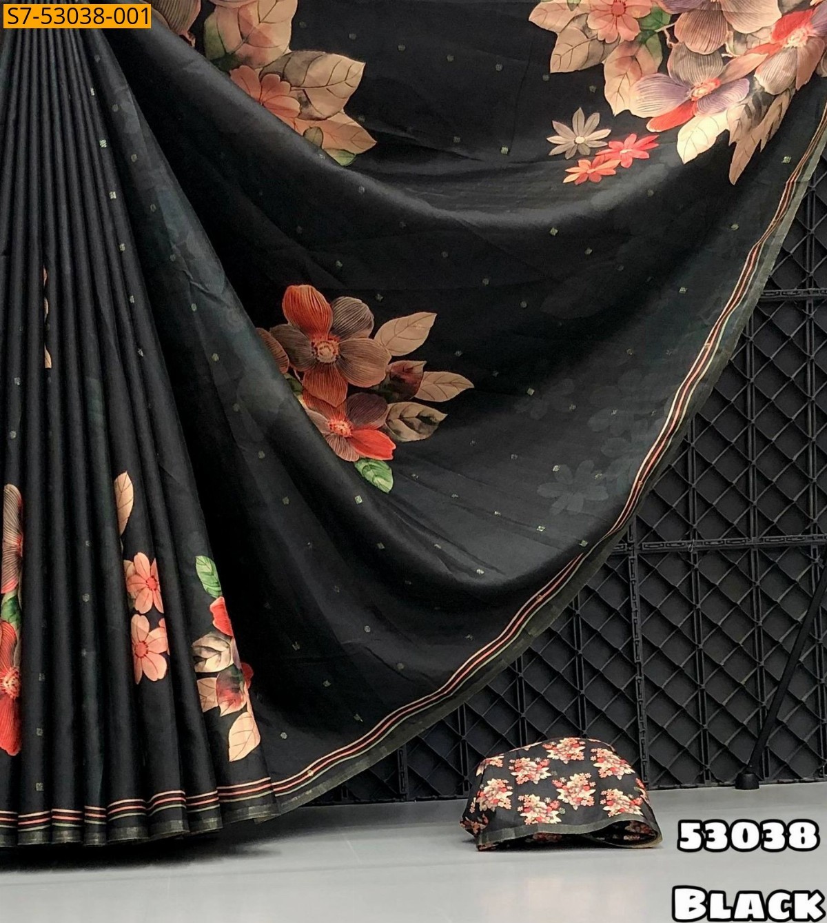Black Fancy Soft Dola Silk Saree