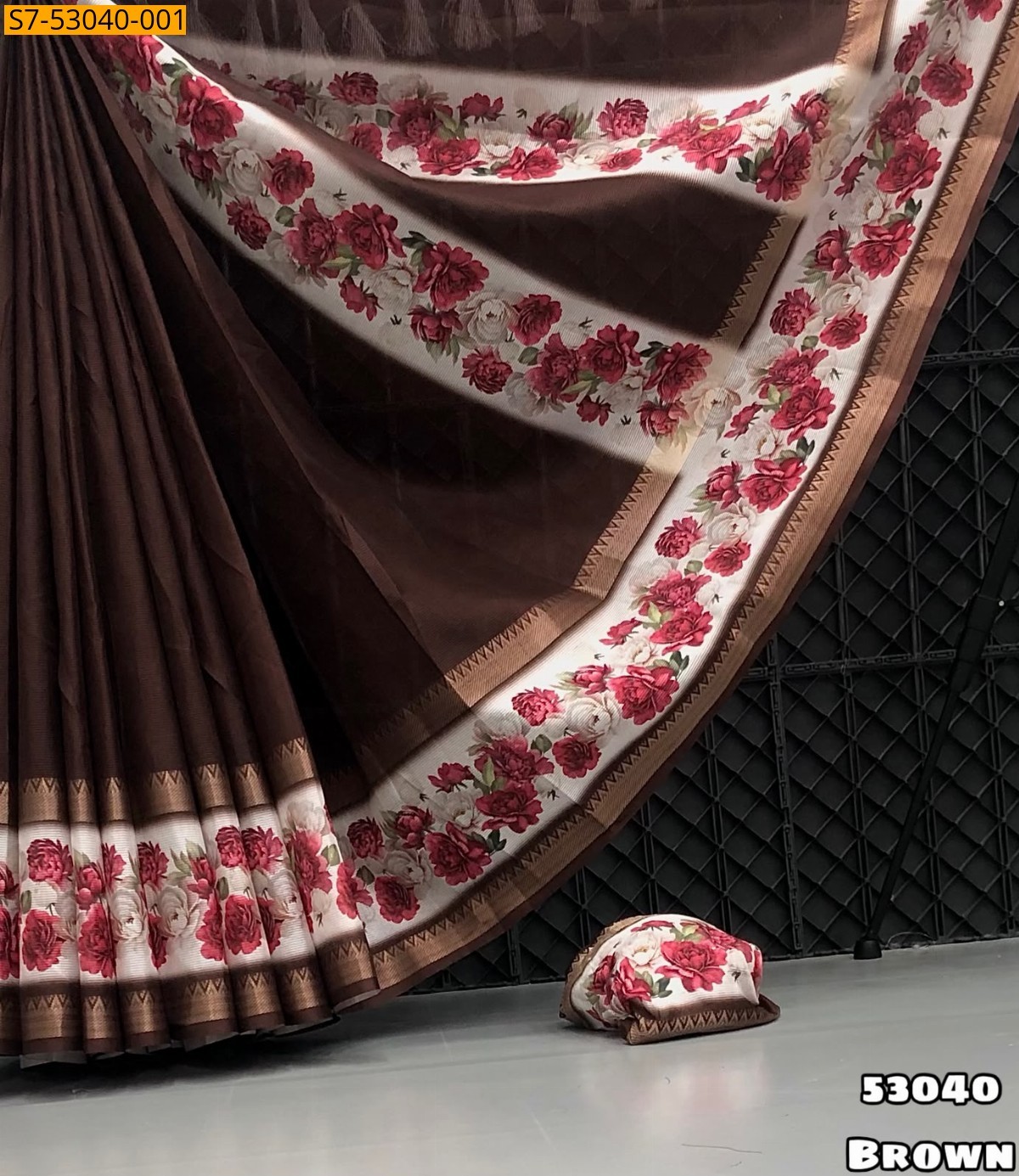 Brown Fancy Tissue Dola Silk  Saree