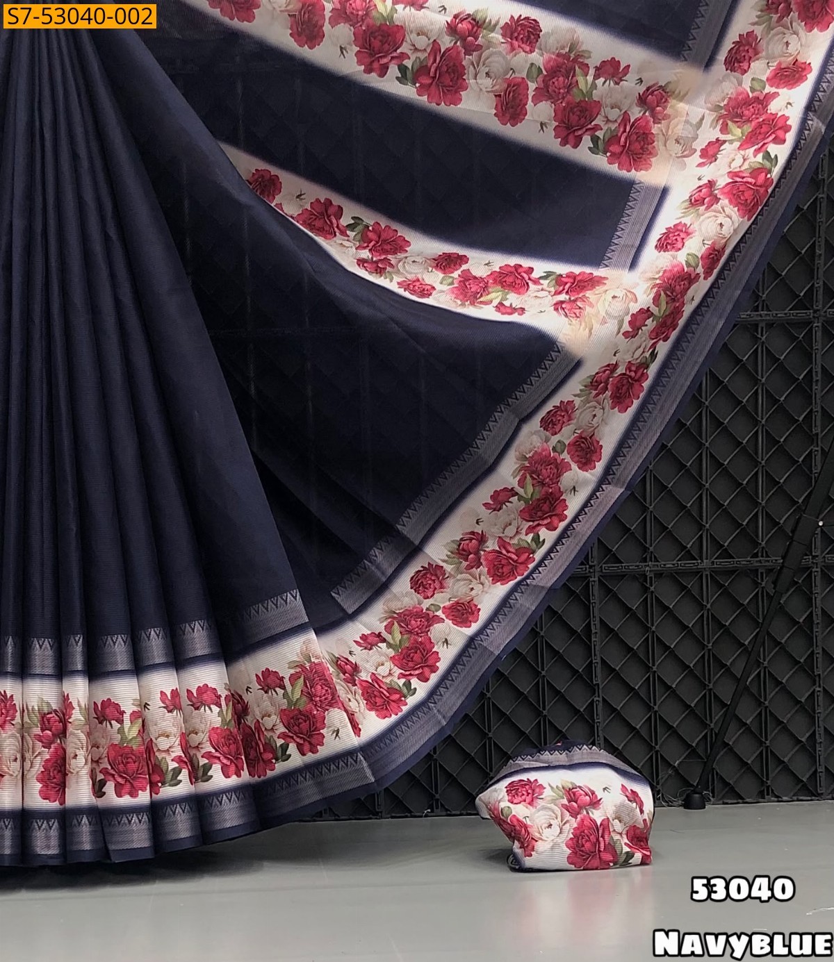 Navy Blue Fancy Tissue Dola Silk  Saree