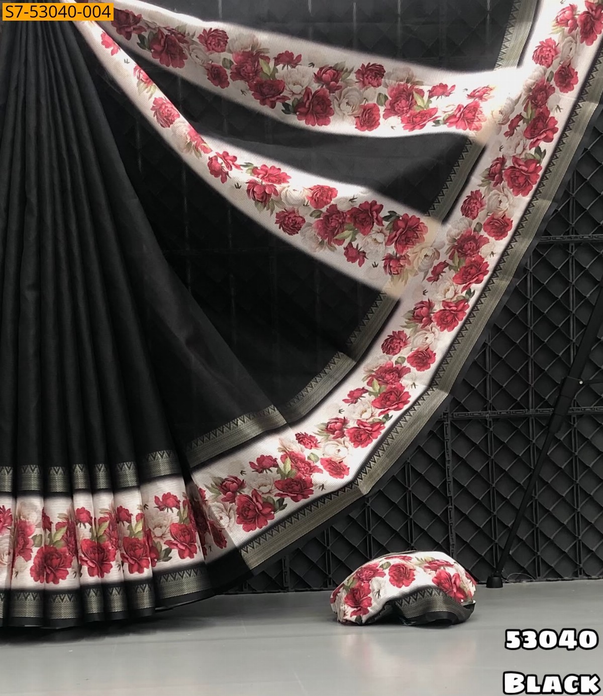 Black Fancy Tissue Dola Silk  Saree