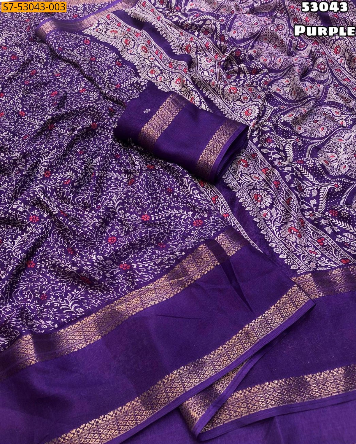 Purple Fancy Dull Moss Chiffon Saree