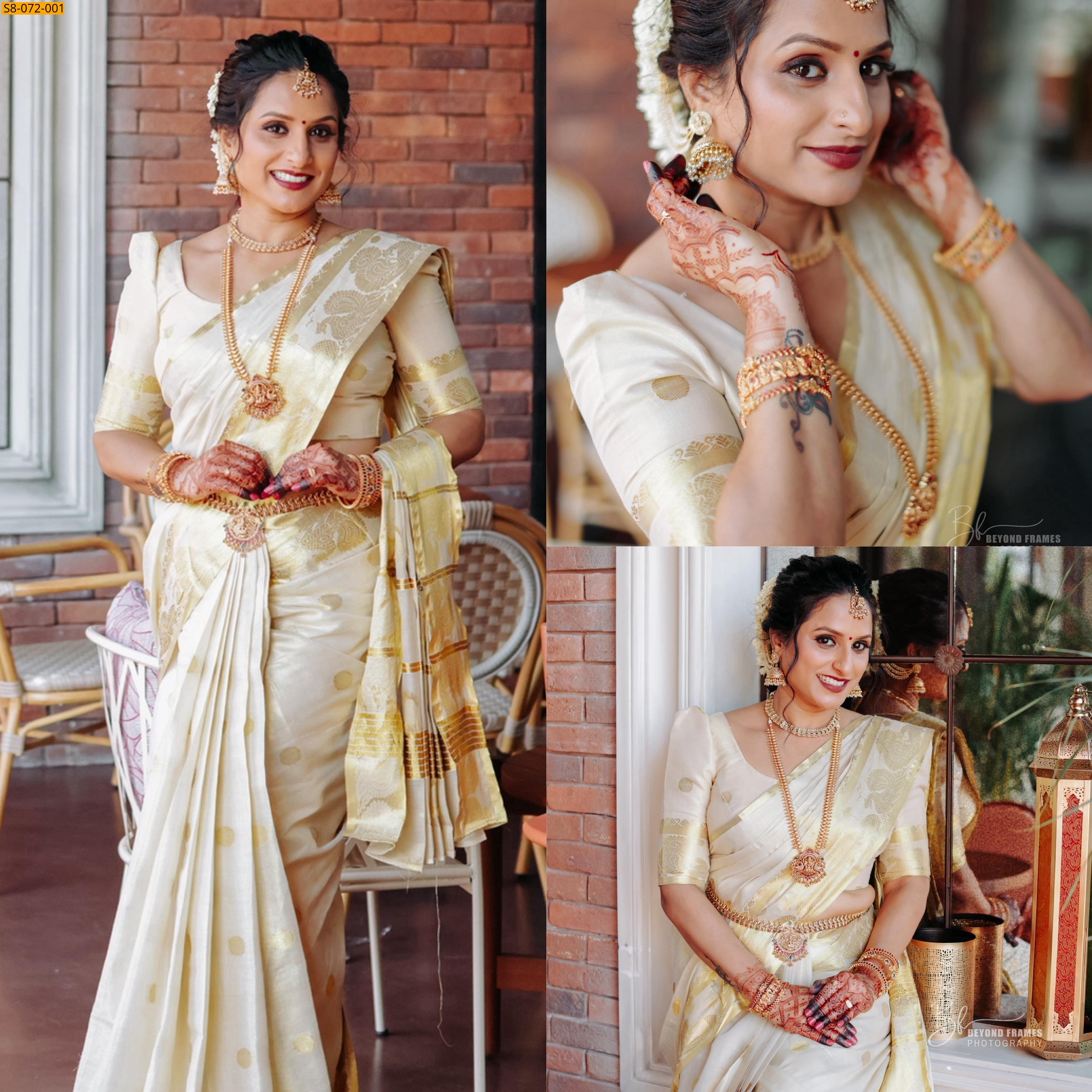 Half White Fancy golden tissues saree