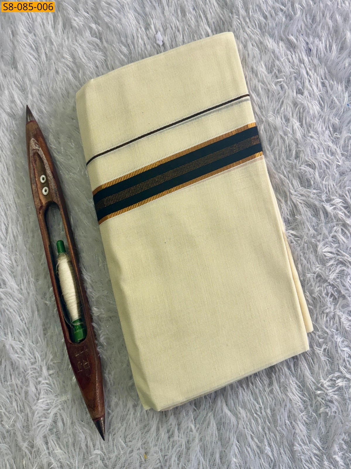 Half white Fancy kasavu set mundu 